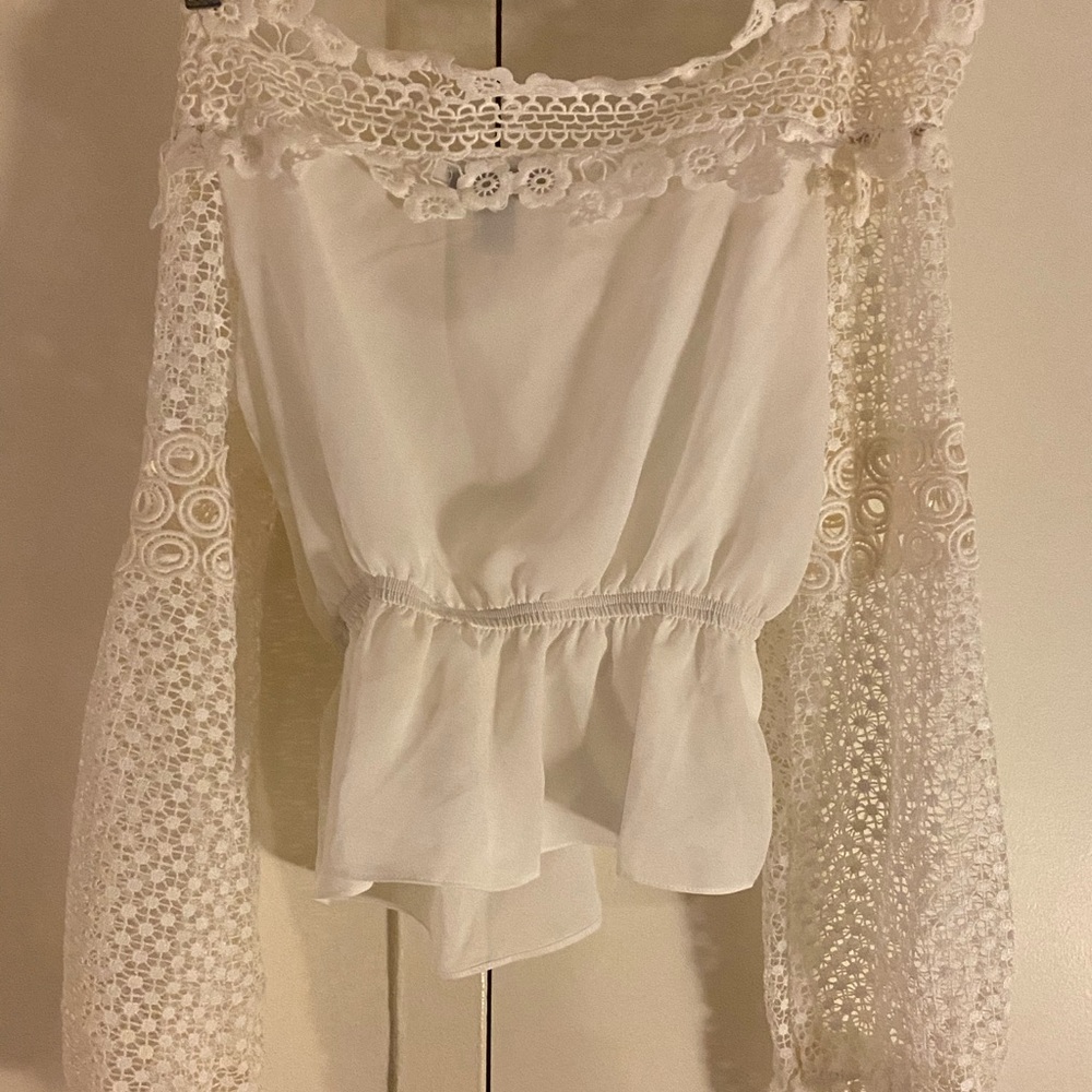Aqua off-shoulder blouse